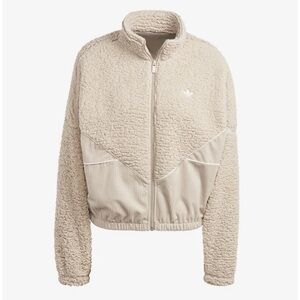 Adidas Beige Corduroy Fleece Mix Beige Winter Cold Weather Zip Up Jacket